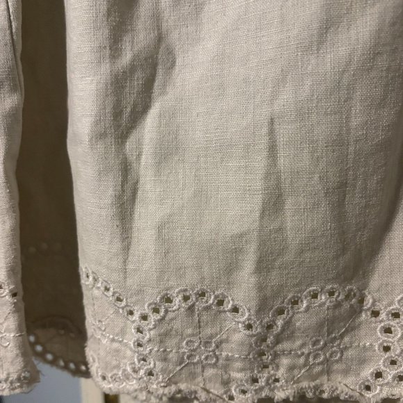 WILLI SMITH LADIES SIZE M  BEIGE SKIRT CUTWORK LACE WIDE STRETCH WAIST MINI SKIR - Picture 2 of 3